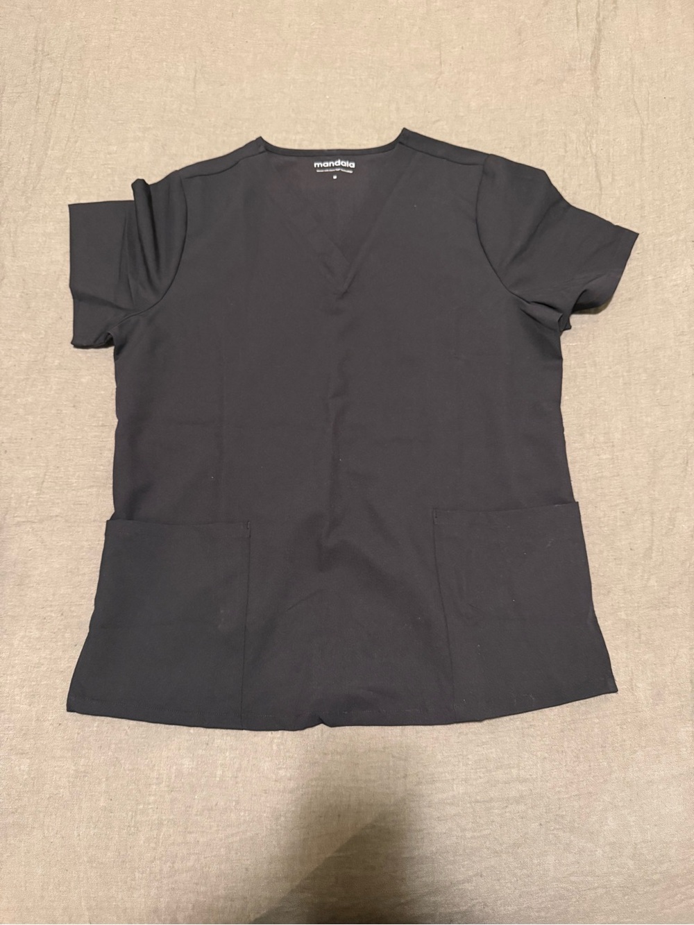 Mandala Women's Black V-Neck Short Sleeve Scrub Top
